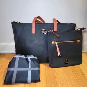NWOT Black Joy Mangano tote bag 3 piece set